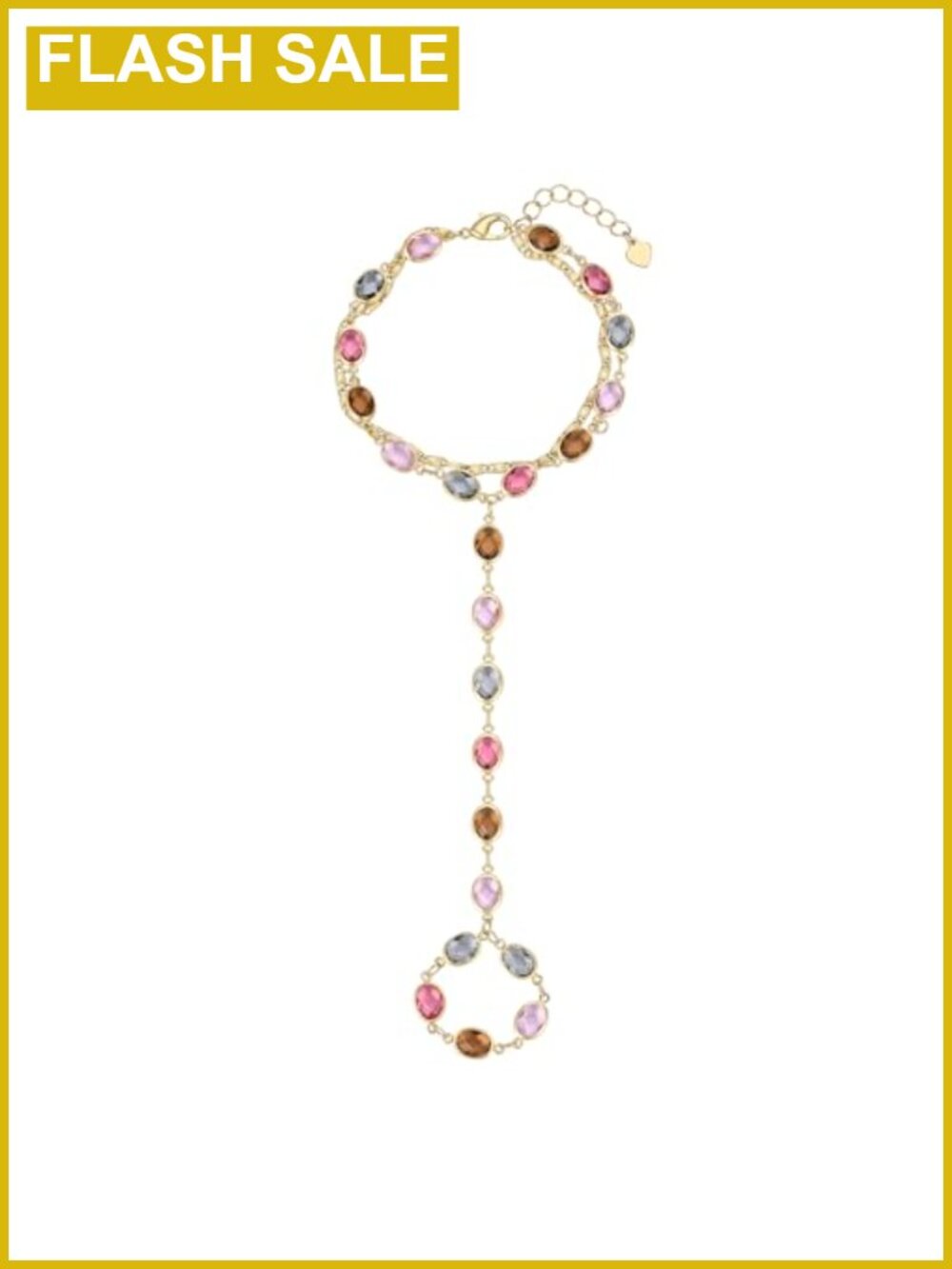 Dainty Gold Plated Hand Chain Bracelet Set Women Adjustable